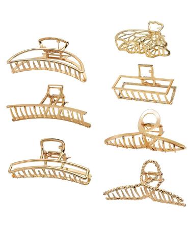 7 pieces large hair clip metal Qveeetry non -slip clips hair clips for women girls hair clips for women thick thin hair (gold)