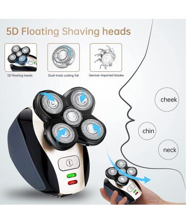 Bald Head Shaver Kit for Men - 5 in 1 USB Rechargeable Electric Razor with Rotary Blades, Clippers, Nose Trimmer - Wet/Dry 5D Head Shaver - Buy Online on GoSupps.com