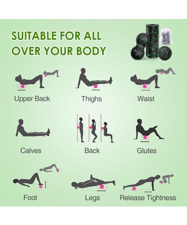 Kisvic Fascia Ball & Small Roll Set | Relieve Stress & Tight Muscles | Green Duo Ball for Neck Spines & Back Massage - International Shipping Available - Buy Online on GoSupps.com