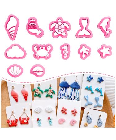 Keoker Polymer Clay Cutters  Ocean Clay Cutters for Polymer Clay Jewelry  12 Shapes Sea Life Clay Earring Cutters  Small Earring Cutters for Polymer Clay Making (Coastal Clay Cutters) Ocean polymer clay cutters