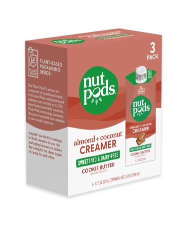 nutpods Cookie Butter Keto Coffee Creamer - Sweetened Non Dairy Creamer With Zero Sugar - 5 Calories and Zero Net Carbs Per Serving - Gluten Free, Non-GMO, Vegan, Sugar Free, Kosher (3-Pack) Cookie Butter 11.2 Fl Oz (Pack of 3)