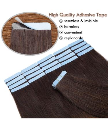 Elailite Tape Extensions - 20 PCS Real Remy Human Hair Adhesive Tapes 35cm #2T6 Dark Brown Ombre to Light Brown - Buy Online on GoSupps.com
