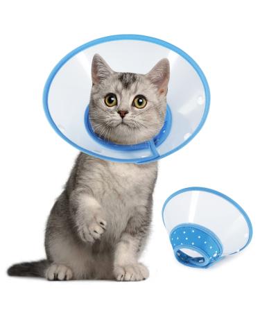 Vivifying Cat Cone, 3 Sizes of Adjustable Lightweight Elizabethan Recovery Collar for Cats, Kittens, Puppies, Small Dogs and Rabbits S(Neck: 5.7-8.0 in) Blue