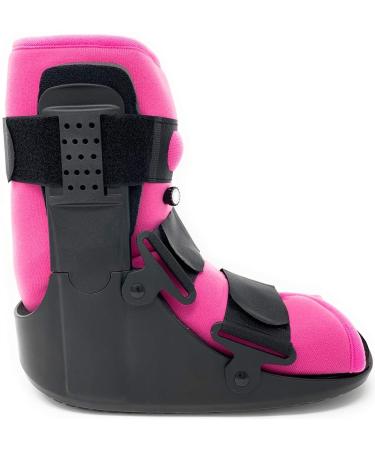 superiorbraces (Size Small) Low Top, Low Profile Air Pump CAM Medical Orthopedic Walker Boot for Ankle and Foot Injuries with Pink Liner, Female Shoe Size 6 - 8, Male Shoe Size 4 1/2 - 7