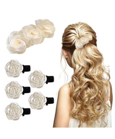 1 Camellia Hairpin 5 Small Hairpins Handmade Daisy Hairpins For Girls Flower Girl Hair Accessories White Tiara Flower Hair Accessories