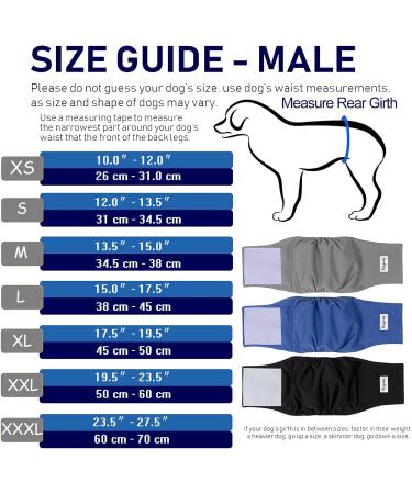 LeerKing Washable Dog Diapers for Male Dogs Incontinence Pads for Puppies XL Black Gray Blue - Buy Online on GoSupps.com