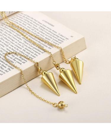Jsdde Gold Copper Pendulum Pendant with Chain - Esoteric Radiesthesia for Reiki Healing Dowsing & Scrying - Buy Online on GoSupps.com