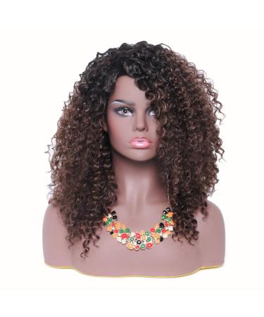 Hiaysan short confused ombre brown wig with dark roots natural synthetic fashion afro hair wigs for black women