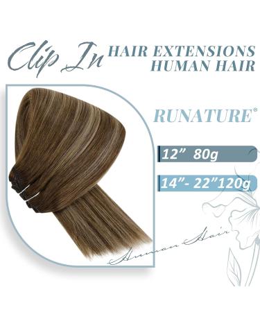 Runature 35cm Clip-In Real Hair Extensions - Balayage Brown Blonde Ombre - 120g 7PCS #4T27P4 for Effortless Style - Buy Online on GoSupps.com