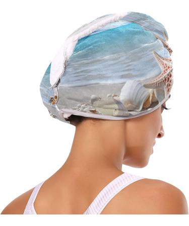 Beach Seashell Starfish Hair Towel 2 Pack - Super Absorbent Quick Dry Hair Turbans for Women & Girls - Buy Online on GoSupps.com