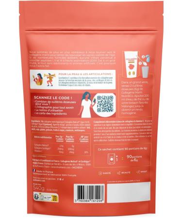 NUTRI & CO Collagene Marin Poudre Types 1 2 3 + Vitamine C Brevet Naticol & Cartydiss Peau Hydrat e Soutien Articulaire Peptides Hydrolys s 2000 DA 540g Go t Neutre 90jrs (P che) - Buy Online on GoSupps.com