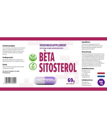 Beta Sitosterol 400mg - 120 Vegan Capsules | High Dose & Laboratory Tested Supplement for Heart Health - Buy Online on GoSupps.com
