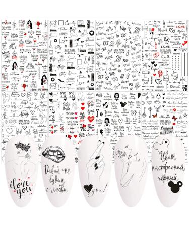 Letter Nail Art Stickers  Alphabet Nail Decals Designer Nail Art Supplies 3D Self-Adhesive English Letters Words Design Love Foil Heart Manicure Tips Nail Decoration for Women Girls 8 Sheets Style a - Buy Online on GoSupps.com