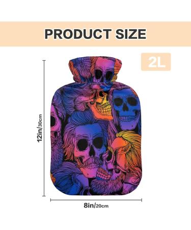 Hot Water Bottles with Bearded Skulls Cover | 2L Pain Relief for Neck & Shoulder | Warm Water Bed Warmer - Buy Online on GoSupps.com