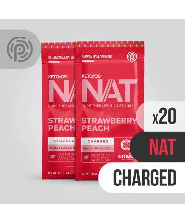 Keto//OS NAT Strawberry Peach Charged Exogenous Ketones - BHB Salts Supplement (20 Count) - Energy Boost for Men and Women - Buy Online on GoSupps.com