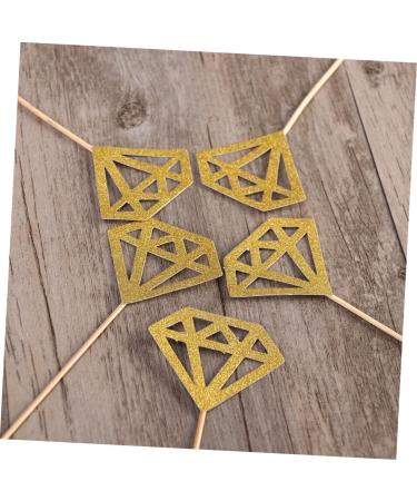 AOKWAWALIY 50pcs Wedding Decoration Diamond Shaped Cupcake Picks Cupcake Diamond Topper Cake Topper Diamond Glitter Diamond Wedding Ceremony Decorations Fruit Happy Birthday Bride Golden medium - Buy Online on GoSupps.com