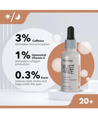 Gerovital Must Have Eye Serum - 3% Caffeine for Dark Circles & Bags | International Shipping Available - Buy Online on GoSupps.com