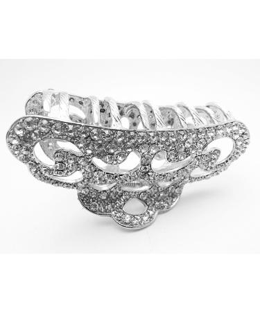 Vintage Silver Swarovski Crystal Hair Claw Clip for Long Hair - Retro Copper Design - Buy Online on GoSupps.com