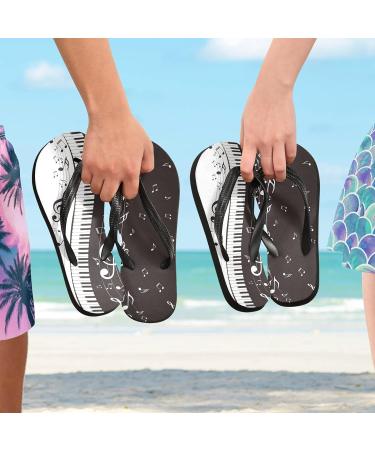 Mnsruu Musical Flip-Flops - Black & White Piano Design | XS Unisex Travel Home Spa & Hotel Footwear - Buy Online on GoSupps.com