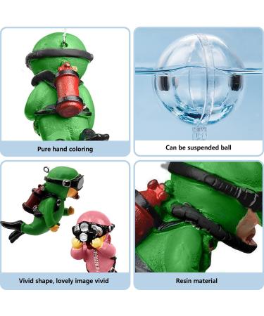 Floating Divers Aquarium Decoration - 2-Piece Resin Set for Home & Office Aquariums - Green & Pink Landscape Accessories - Buy Online on GoSupps.com