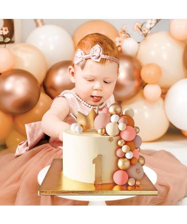 56 PCS Ball Cake Picks Colorful Ball Shaped Cake Topper Pearl Balls Cupcake Cake Insert Topper for Birthday Party Wedding Decoration Supplies Apricot Series Seven Colors - Buy Online on GoSupps.com