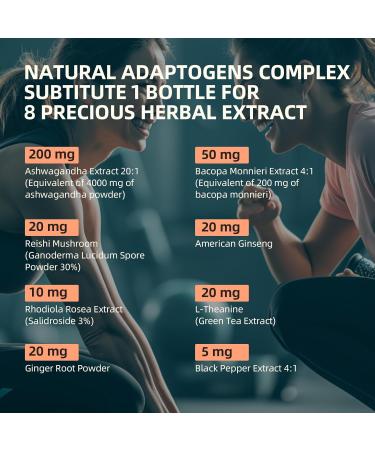 HappieVita Calm Ashwagandha Supplements Ashwagandha 4000mg with Rhodiola Rosea Reishi Ginseng Bacopa L Theanine Natural Adaptogens Nootropic Stress & Mood Support 60 Capsules - Buy Online on GoSupps.com
