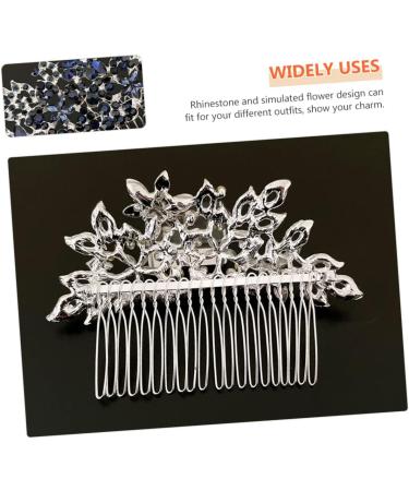 MUSISALY Dark Blue Hair Comb Bridal Hair Comb Wedding Hair Comb Flower Girl Headpiece Bride Hairpiece Wedding Hair Accessories for Brides Rhinestone Headpiece Floral Hair Comb - Buy Online on GoSupps.com