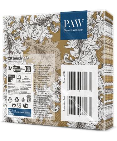 PAW 3-Layer Colorful Napkins (33x33 cm) - 20 Pieces for Weddings Communions & Celebrations | Elegant Damask Design - Buy Online on GoSupps.com