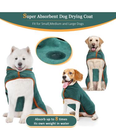 Jostift Microfiber Dog Bathrobe - Extra Absorbent & Fast Drying Dog Towel with Adjustable Straps for All Sizes - Perfect for Large and Small Dogs (M Green) - Buy Online on GoSupps.com