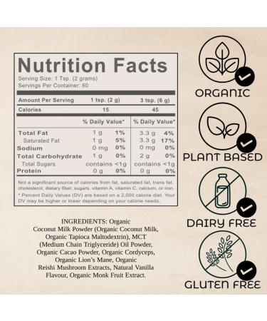 PureShrooms Cacao Plantbased Coffee Creamer 125g - Buy Online on GoSupps.com