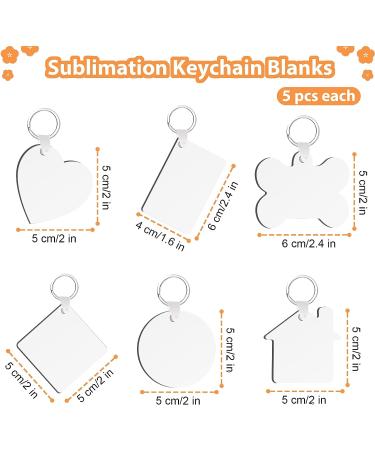 90Pcs Sublimation Keychain Blanks Bulk - DIY MDF Keychains with Rings for Heat Transfer - Double-Sided Printed - 6 Shapes Ornament Blanks - Buy Online on GoSupps.com