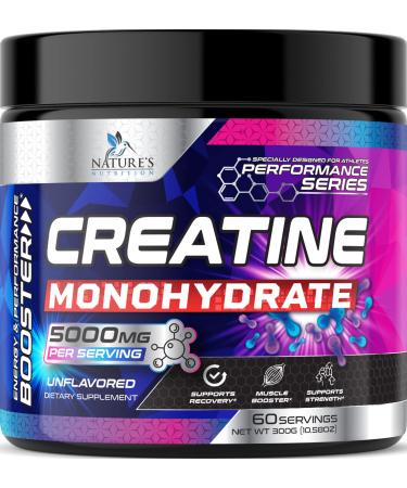 Micronized Creatine Monohydrate Powder - Unflavored Creatine Powder 5000mg Per Serv (5g) Amino Acid Supplement Supports Muscle Building & ATP Cellular Energy - Keto Friendly - 60 Servings