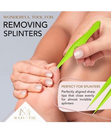 Majestic Bombay Fine Point Tweezers - Precision Pluckers for Men and Women, Ideal for Facial, Brow, and Ingrown Hair Removal - Sharp Needle Nose Design for Splinters and Ticks - Best Tweezers for Chin Hair in Green - Buy Online on GoSupps.com
