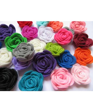 YYCRAFT Pack of 20PCS Felt Flower Rose 1.5 4D Applique/Bow-Mix Style A Mix