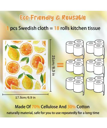 Swedish Dish Cloth 6 Pack Swedish Dishcloths with 4 Clips Absorbent Sponge Cleaning Reusable Biodegradable Paper Towels (6 Pack Fruit) - Buy Online on GoSupps.com