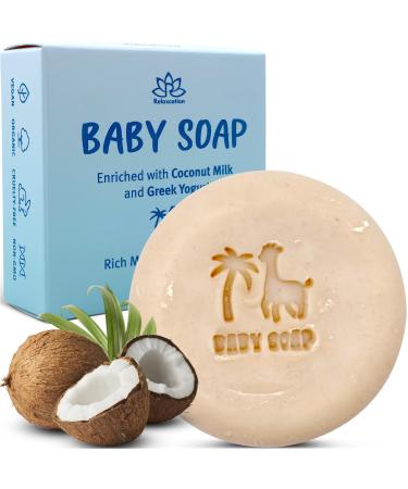 Baby Soap Bar with Greek Yogurt and Coconut Milk - Naturally Cold Processed from Organic Ingredients - Extra Moisturizing Baby's Delicate Skin - Handmade in USA 1