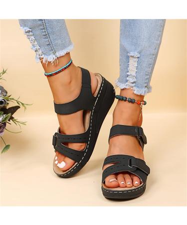 Lausiuoe Women's Arch Support Sandals for Plantar Fasciitis - Orthotic Flip Flops 8.5 W-Black - Buy Online on GoSupps.com