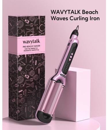 Wavytalk Beach Waves Curling Iron 3 Barrel Hair Waver Crimper Wand - Adjustable Heat, Ceramic, Dual Voltage - Pink - Buy Online on GoSupps.com