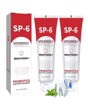 2 Pack sp6 Probiotic Whitening Toothpaste Adult Fresh BreathTeeth Whitening Fluoride Free 6 Probiotics Formula for Gum Health sp 6 probiotic Toothpaste whitening Nature Mint Whitening Natural Mint-2pc 4.9 Ounce (Pack of 1)