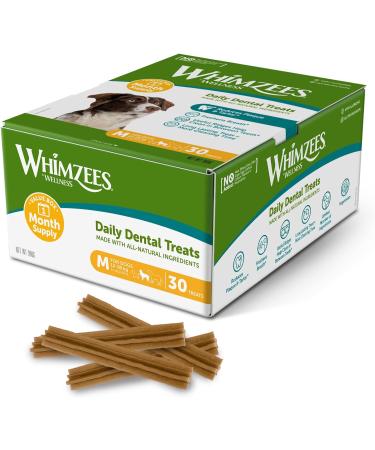 WHIMZEES By Wellness Stix Month Box Natural and Grain-Free Dog Chews Dog Dental Sticks for Medium Breeds 30 Pieces (One Month Supply) Size M Medium Breed (12-18kg) 900 g (Pack of 1) - Buy Online on GoSupps.com