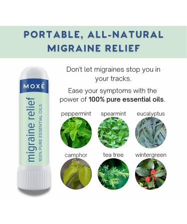 MOX Migraine Relief Nasal Inhalers - Essential Oils for Headaches & Tension Relief - Portable Aromatherapy - Peppermint, Spearmint, Eucalyptus, Tea Tree - 3 Pack, USA Made - Buy Online on GoSupps.com
