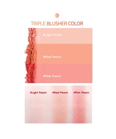 RiRe Triple Makeup Powder Blusher Set - Light, Real, and Pink Peach Shades with Face Brush - Buy Online on GoSupps.com