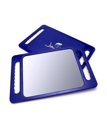 Johnny B. Large Handheld Rectangular Mirror with Double Handle - Perfect for Barbers, Hairdressers, and Home Use - Buy Online on GoSupps.com