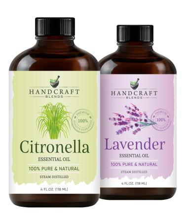 Handcraft Blends Peaceful Evening Set: Lavender and Citronella Essential Oils (2 x 4 Fl Oz) 100% Pure & Natural for Diffuser Aromatherapy and DIY Projects
