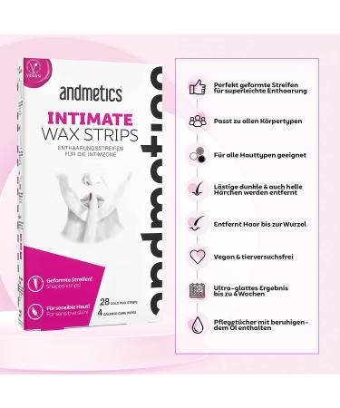 Andmetics Intimate Cold Wax Strips - Vegan & Cruelty-Free | 28 Strips for All Skin Types | 4 Weeks of Smooth Skin - Buy Online on GoSupps.com