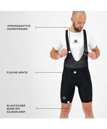 Rogelli Core Men's Padded Cycling Shorts - Breathable Bike Pants with Braces - Black XS - Buy Online on GoSupps.com