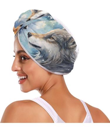 Grey Brown Wolf Hair Towel 2 Pack | Super Absorbent Quick Dry Hair Turbans for Women & Girls - Perfect Hair Drying Solution - Buy Online on GoSupps.com