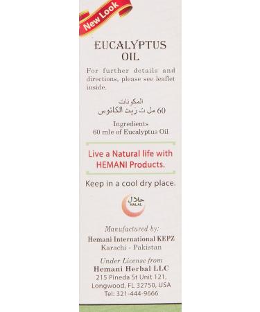 Hemani Eucalyptus Oil 60mL - 100% Natural & Pure Essential Oil for Refreshing Mind & Body Aromatherapy Relaxation & Calmness Natural Decongestant & Uplifting Experience - Buy Online on GoSupps.com