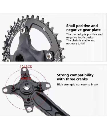 Andeshunk Mountain Bike Crankset Hollow Integrated Crank axle - 32T/34T/36T Black - Buy Online on GoSupps.com