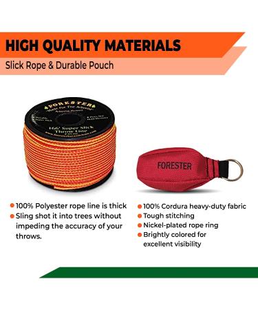 FORESTER Arborist Throw Line Kit - 166' Ultra Slick Polyester Rope with 15 Oz Weighted Bag | Tree Throwing Gear for Low & High Limbs | 3/16 Inch Thick Rope - Buy Online on GoSupps.com